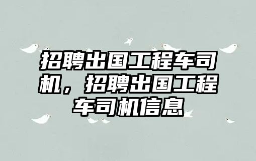 招聘出國(guó)工程車(chē)司機(jī)，招聘出國(guó)工程車(chē)司機(jī)信息