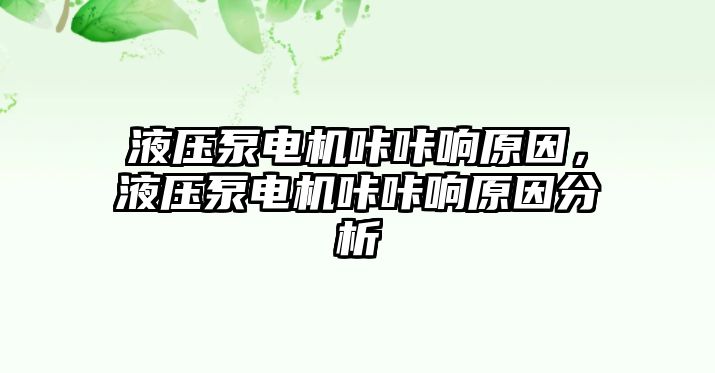 液壓泵電機(jī)咔咔響原因，液壓泵電機(jī)咔咔響原因分析