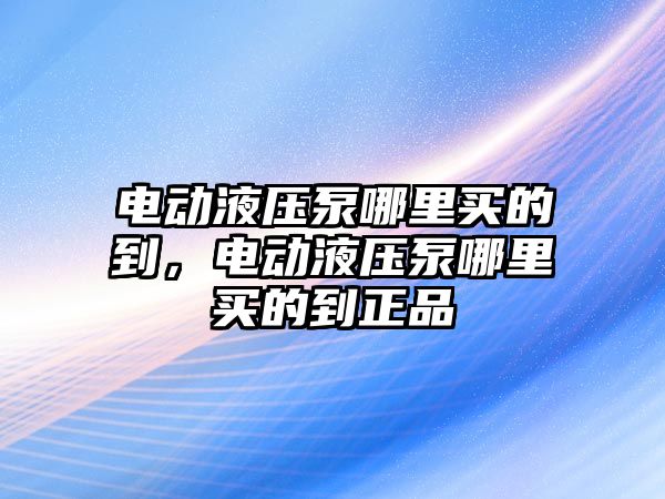 電動液壓泵哪里買的到，電動液壓泵哪里買的到正品