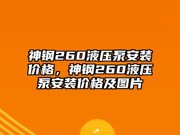 神鋼260液壓泵安裝價(jià)格，神鋼260液壓泵安裝價(jià)格及圖片