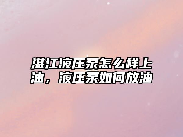 湛江液壓泵怎么樣上油，液壓泵如何放油