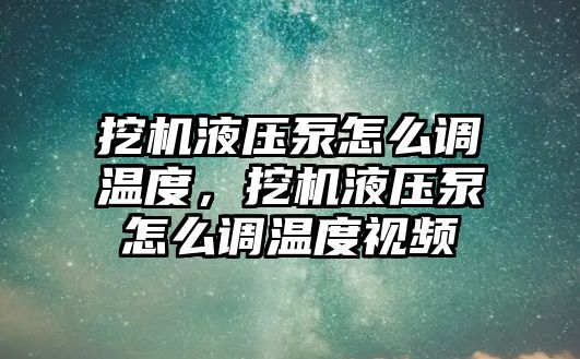 挖機液壓泵怎么調(diào)溫度，挖機液壓泵怎么調(diào)溫度視頻