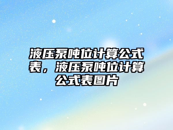 液壓泵噸位計算公式表，液壓泵噸位計算公式表圖片