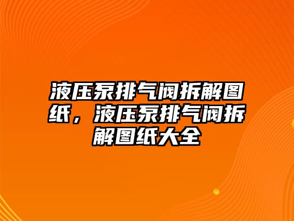 液壓泵排氣閥拆解圖紙，液壓泵排氣閥拆解圖紙大全