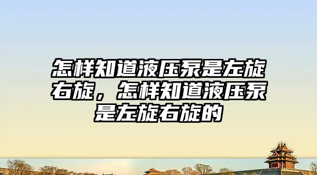 怎樣知道液壓泵是左旋右旋，怎樣知道液壓泵是左旋右旋的