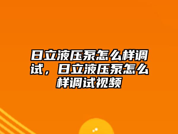 日立液壓泵怎么樣調(diào)試，日立液壓泵怎么樣調(diào)試視頻