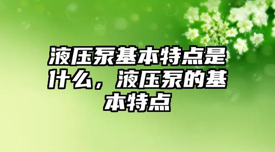 液壓泵基本特點是什么，液壓泵的基本特點