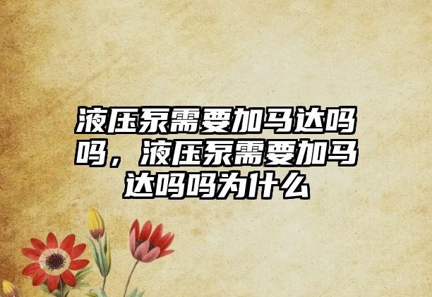 液壓泵需要加馬達(dá)嗎嗎，液壓泵需要加馬達(dá)嗎嗎為什么