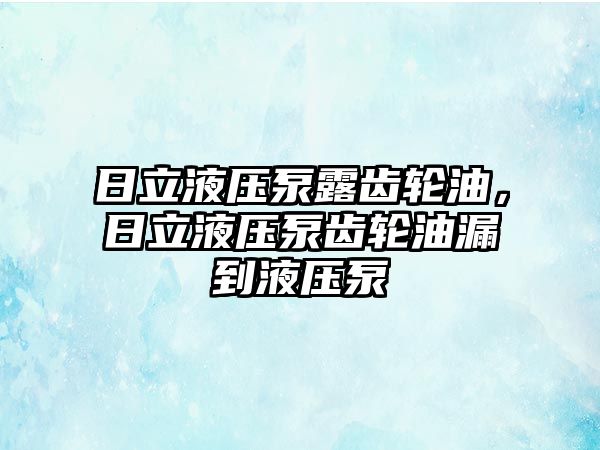 日立液壓泵露齒輪油，日立液壓泵齒輪油漏到液壓泵