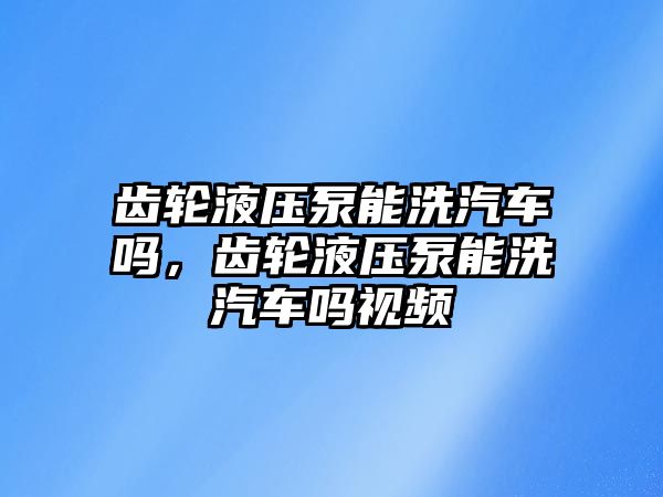 齒輪液壓泵能洗汽車嗎，齒輪液壓泵能洗汽車嗎視頻