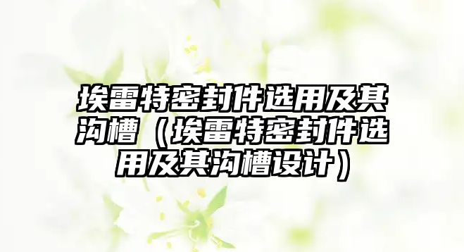 埃雷特密封件選用及其溝槽（埃雷特密封件選用及其溝槽設(shè)計(jì)）